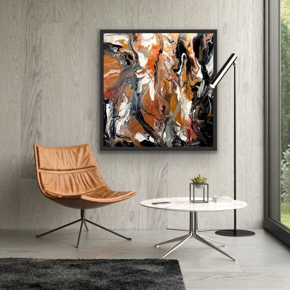 Large Hand Crafted Acrylic Abstract Painting Neutral Earth Tone Modern - Picture 7 of 11
